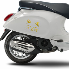 KIT 1 Adesivo Serbatoio GATTO FUSA SORRISO PIAGGIO VESPA GTS GTV Grafiche compatibili in moltissimi colori anche FLUO Cod.1991