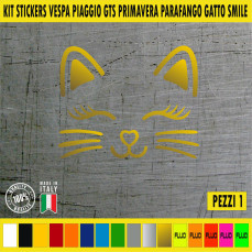 KIT 1 Adesivo Serbatoio GATTO FUSA SORRISO PIAGGIO VESPA GTS GTV Grafiche compatibili in moltissimi colori anche FLUO Cod.1991