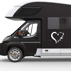 Adesivo camper CUORE TENDA CAMPEGGIO NATURA ESCURSIONI caravan roulotte camper accessori cod.1836