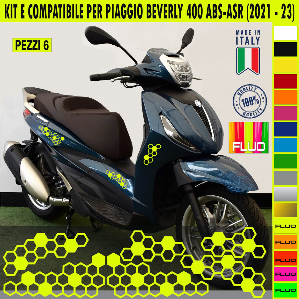 Kit E Grafica COMPLETA ESAGONI compatibile per PIAGGIO BEVERLY 400 ABS ASR disp.in moltissimi colori ANCHE FLUO Cod.2162