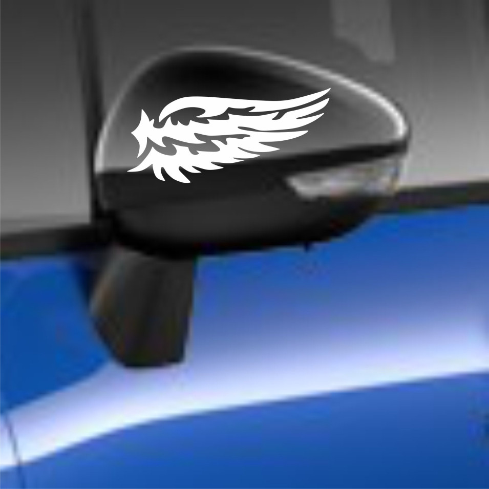 Set 2 Adesivi SPECCHIETTI ESTERNI AUTO-CAR ALI WINGS universali disponibili in moltissimi colori ANCHE FLUO Cod.1882