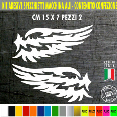 Set 2 Adesivi SPECCHIETTI ESTERNI AUTO-CAR ALI WINGS universali disponibili in moltissimi colori ANCHE FLUO Cod.1882