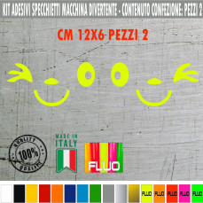 Set 2 Adesivi OCCHIOLINO OCCHIO SPECCHIETTI ESTERNI AUTO-CAR universali disponibili in moltissimi colori ANCHE FLUO Cod.1883
