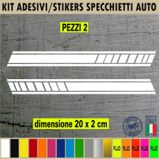 Set 2 Adesivi RACING strisce SPECCHIETTI ESTERNI AUTO-CAR universali disponibili in moltissimi colori ANCHE FLUO Cod.2203