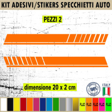 Set 2 Adesivi RACING SPECCHIETTI ESTERNI AUTO-CAR universali disponibili in moltissimi colori ANCHE FLUO Cod.2204