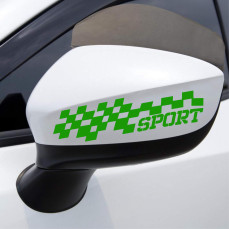 Set 2 Adesivi SCACCHI SPORT SPECCHIETTI ESTERNI AUTO-CAR universali disponibili in moltissimi colori ANCHE FLUO Cod.2206