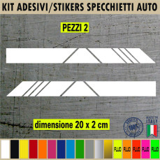 Set 2 Adesivi FASCIA RACING SPECCHIETTI ESTERNI AUTO-CAR universali disponibili in moltissimi colori ANCHE FLUO Cod.2210