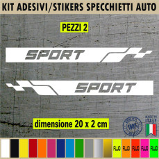 Set 2 Adesivi SPORT SPEED SPECCHIETTI ESTERNI AUTO-CAR universali disponibili in moltissimi colori ANCHE FLUO Cod.2211