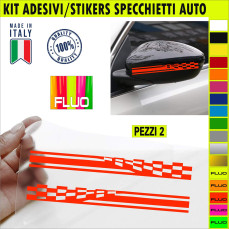 Set 2 Adesivi RACING SPEED SPECCHIETTI ESTERNI AUTO-CAR universali disponibili in moltissimi colori ANCHE FLUO Cod.2212