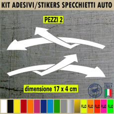 Set 2 Adesivi Fasce freccia SPECCHIETTI ESTERNI AUTO-CAR universali disponibili in moltissimi colori ANCHE FLUO Cod.2216