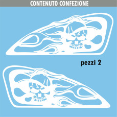 Kit 2 Adesivi SERBATOIO teschio fiamme skull moto chopper harley vintage disponibile in moltissimi colori ANCHE FLUO Cod.1670