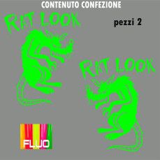 Kit 2 Adesivi/Grafiche CASCO SERBATOIO RAT LOOCK (sguardo da ratto) moto chopper disp. in moltissimi colori ANCHE FLUO Cod.1674