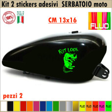 Kit 2 Adesivi/Grafiche CASCO SERBATOIO RAT LOOCK (sguardo da ratto) moto chopper disp. in moltissimi colori ANCHE FLUO Cod.1674