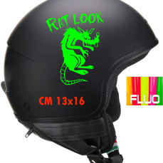 Kit 2 Adesivi/Grafiche CASCO SERBATOIO RAT LOOCK (sguardo da ratto) moto chopper disp. in moltissimi colori ANCHE FLUO Cod.1674