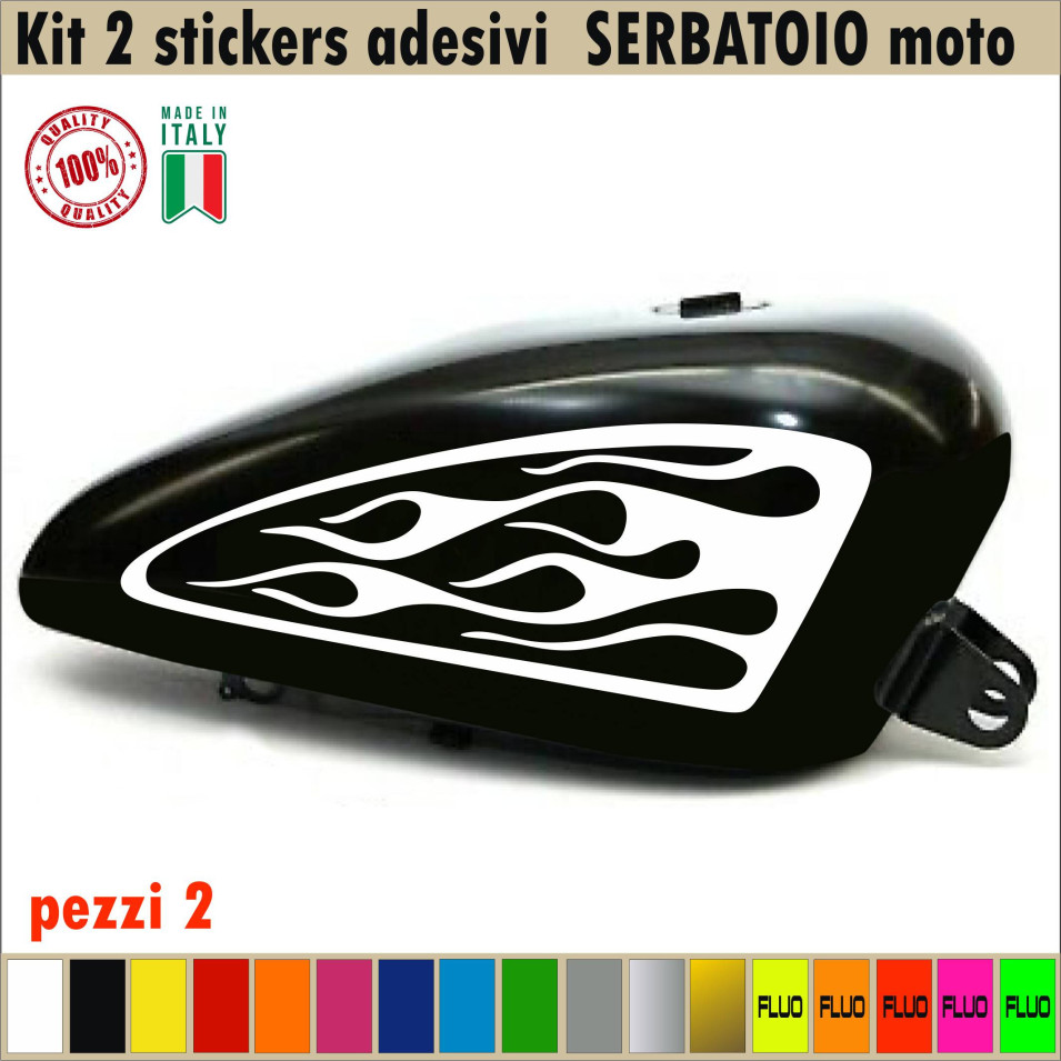 Kit 2 Adesivi SERBATOIO fiamme devil flame moto chopper harley vintage disponibile in moltissimi colori ANCHE FLUO Cod.1677