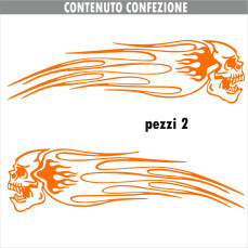 Kit 2 Adesivi SERBATOIO teschio fiamme skull moto chopper harley vintage disponibile in moltissimi colori ANCHE FLUO Cod.1682