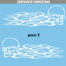 Kit2 Adesivi SERBATOIO teschio fiamme skull flame moto chopper harley vintage disp. in molti colori ANCHE FLUO Cod.1683