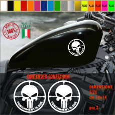 Kit2 Adesivi SERBATOIO/CASCO PUNISHEMENT IS DUE (la punizione è dovuta) moto chopper vintage disp. in molt. colori Cod.1785