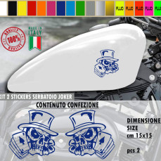 Kit 2 Adesivi SERBATOIO/CASCO JOLLY JOKER POKER moto chopper harley vintage disp. in molti. colori ANCHE FLUO Cod.1793