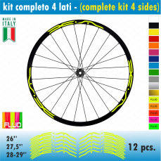Kit adesivi per Cerchi Bici 26 - 27,5 - 28- 29 Pollici Ruota MTB Mountain Bike vari colori ANCHE FLUO Cod.MTB010