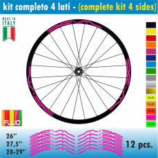 Kit adesivi per Cerchi Bici 26 - 27,5 - 28- 29 Pollici Ruota MTB Mountain Bike vari colori ANCHE FLUO Cod.MTB010