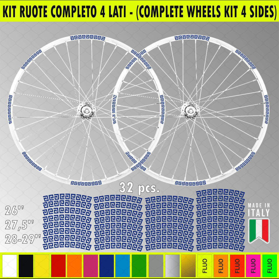Kit adesivi per Cerchi Bici 26 - 27,5 - 28- 29 Pollici Ruota MTB Mountain Bike vari colori ANCHE FLUO Cod.MTB022