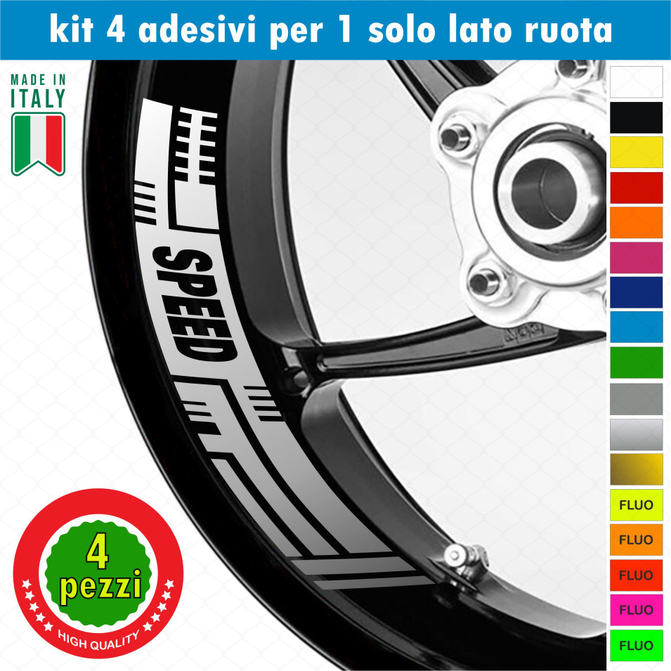 Kit 4 adesivi interno Cerchi Moto bordo interno racing wheels ruote 17 Pollici inner rim vari colori ANCHE FLUO Cod. INT06
