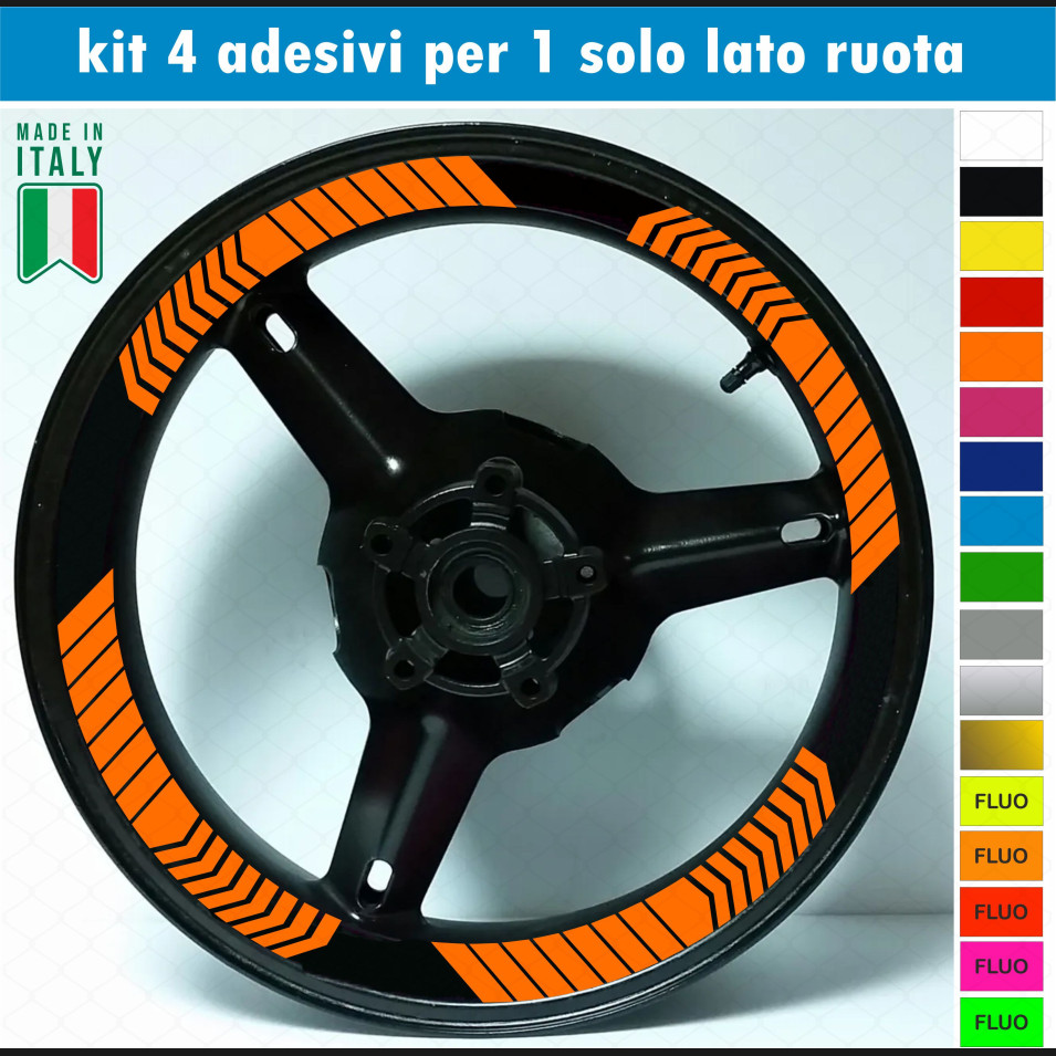 Kit 4 adesivi interno Cerchi Moto bordo interno racing wheels ruote 17 Pollici inner rim vari colori ANCHE FLUO Cod. INT09
