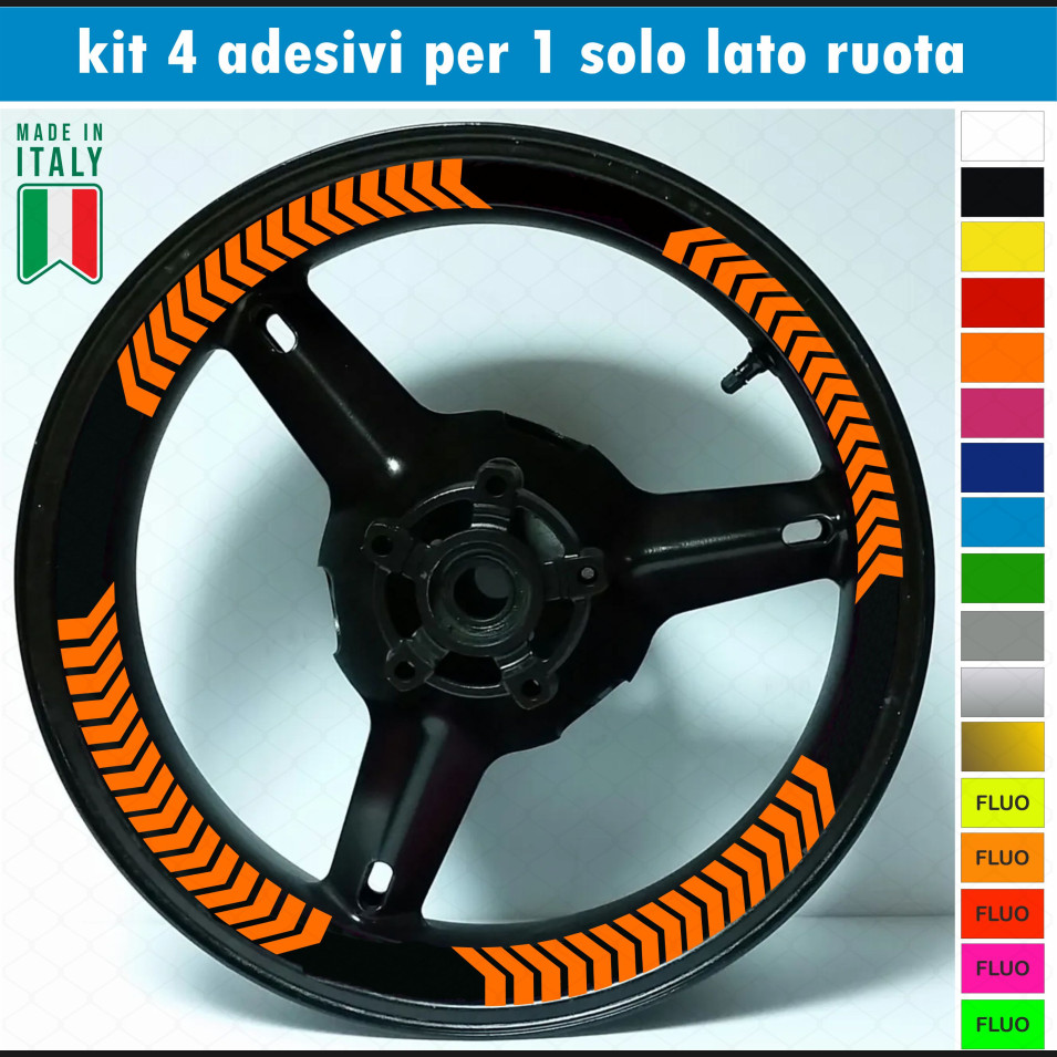 Kit 4 adesivi interno Cerchi Moto bordo interno racing wheels ruote 17 Pollici inner rim vari colori ANCHE FLUO Cod. INT10