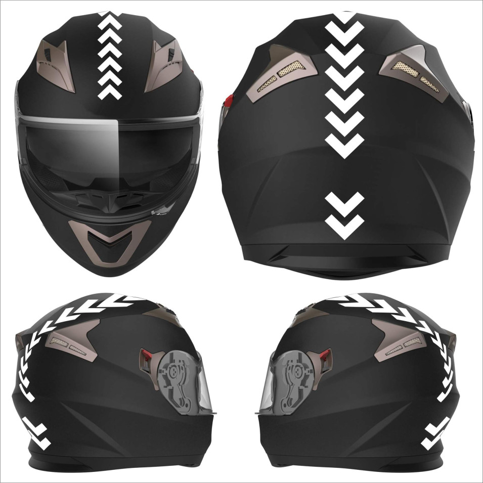 Kit 1 Adesivo Casco Moto fascia striscia freccia banda driving racing disp.in moltissimi colori ANCHE FLUO cod.2235