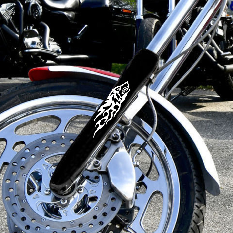 Kit 2 Adesivi forcella TRIBALE LUPO WOLF custom harley chopper vari colori c. 1877