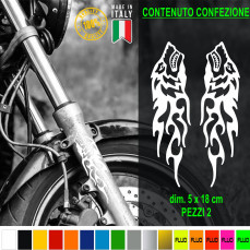 Kit 2 Adesivi forcella TRIBALE LUPO WOLF custom harley chopper vari colori c. 1877