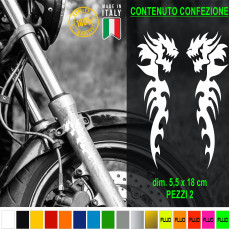 Kit 2 Adesivi forcella TRIBALE DRAGONE custom harley chopper vari colori c. 1878