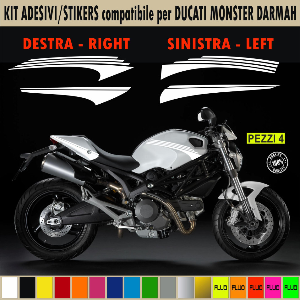 Kit 4 adesivi grafica 2 lati compatibile con DUCATI MONSTER scegli colore cod 1770