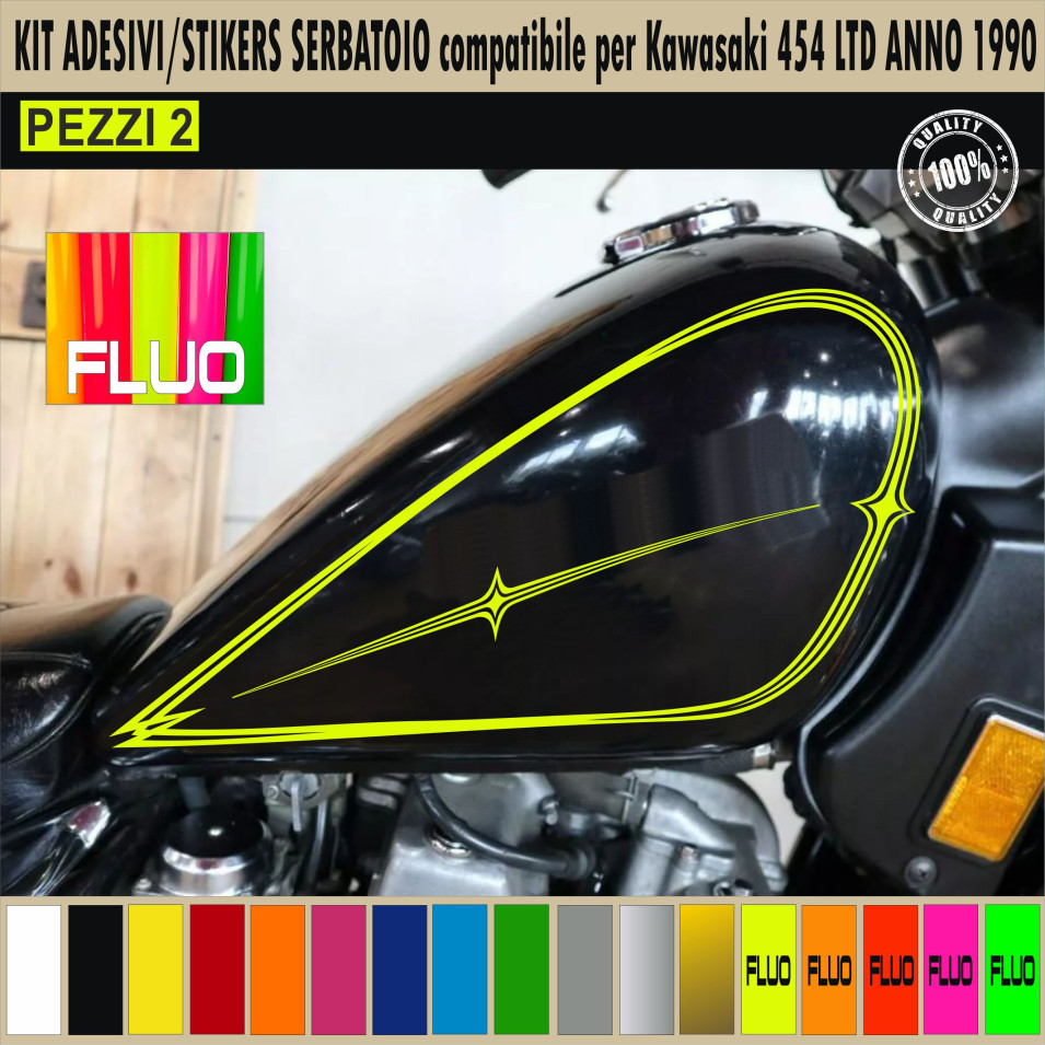 Kit adesivi serbatoio compatibile Kawasaki 454 LTD ANNO 1990 scegli colore Cod.1768