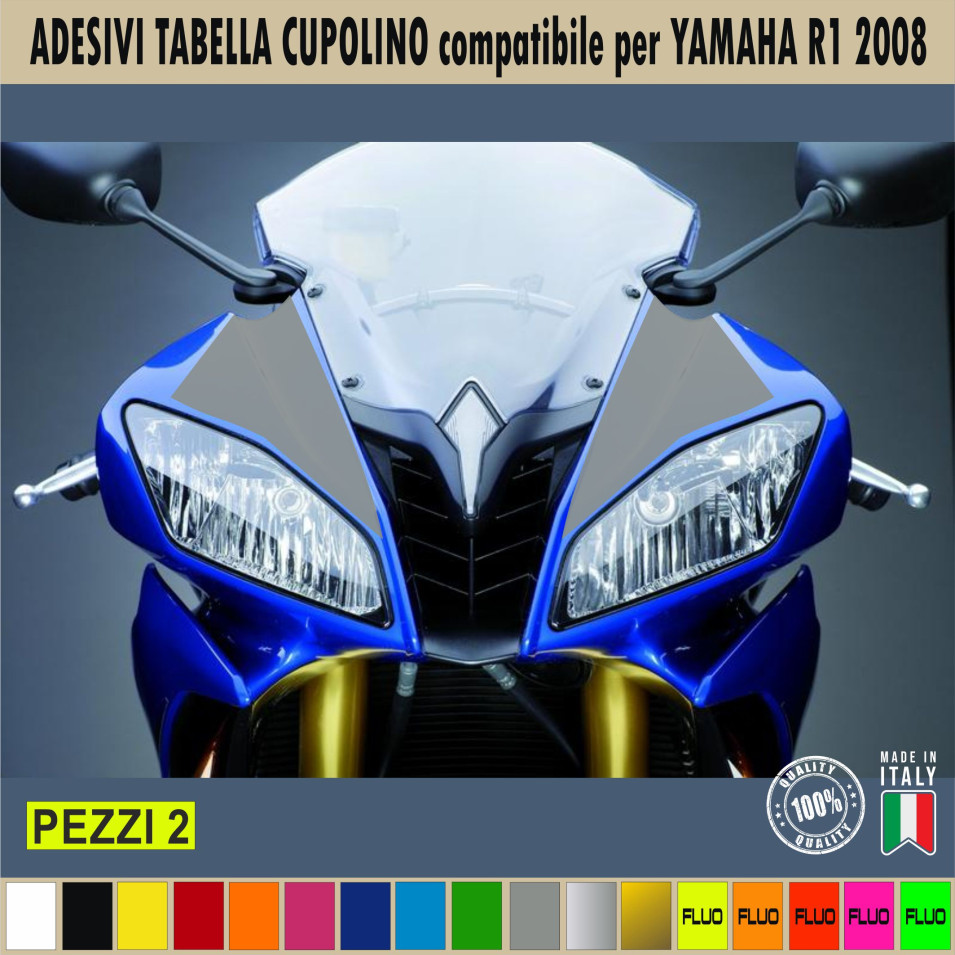 Adesivo cupolino tabella compatibile YAMAHA R1 2008 moto scegli colore cod. 1766