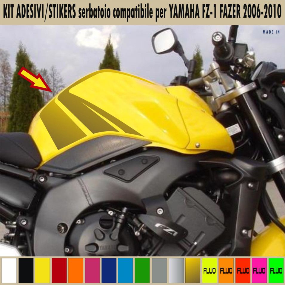 Kit Adesivi serbatoio compatibile YAMAHA FAZER FZ-1 FZ1 2006-10 scegli colore Cod.1769
