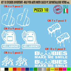Kit 10 Adesivi divertenti ironici Dito Medio Funny auto moto casco pc cod.1690