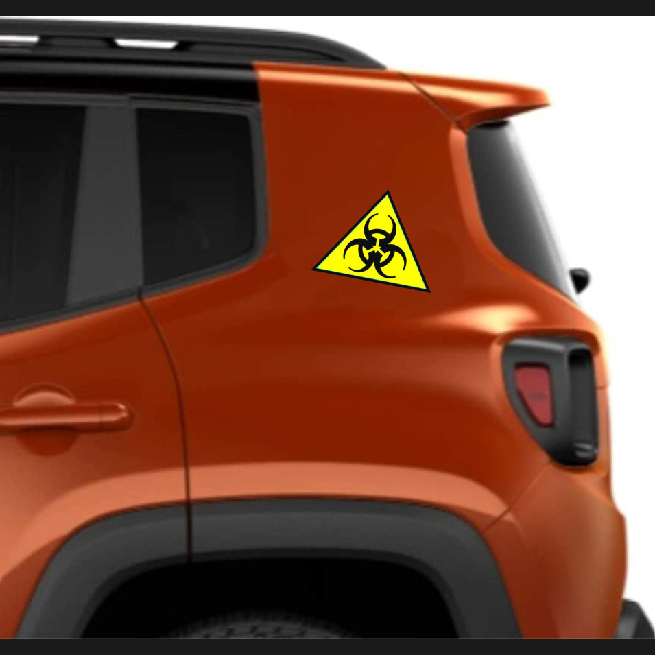 Kit 2 adesivi moto serbatoio casco Biohazard RISCHIO CONTAMINAZIONE chopper harley custom cod. 1727