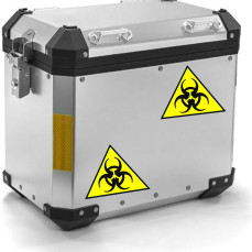 Kit 2 adesivi moto serbatoio casco Biohazard RISCHIO CONTAMINAZIONE chopper harley custom cod. 1727