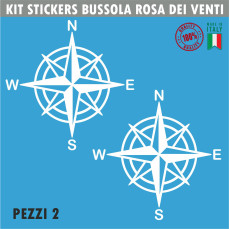 Kit 2 Grafiche Adesivi Bussola Rosa dei Venti 4x4 decal Auto Camper moto VARIE MISURE e TANTISSIMI COLORI c.1655