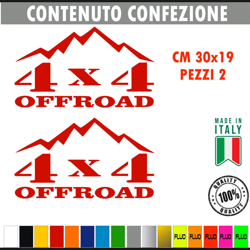 Kit 2 Adesivi 4x4 off Road Montagna Decalcomania Fuoristrada Universale auto cod.1681