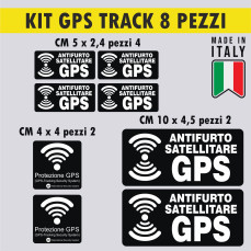 Kit 8 adesivi stickers antifurto GPS satellitare -Scegli Colore- Cod.1650