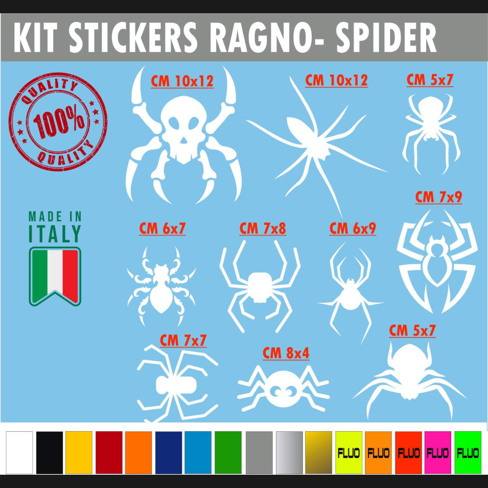 Kit 10 Adesivi ragno ragni spider moto casco portatile car auto Tuning cod. 1759