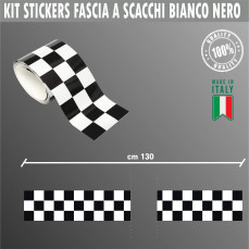 Fascia banda adesiva scacchi scacchiera bianco nero moto auto in 5 misure 2115