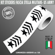 Fascia banda adesiva STELLA GRADI MILITARI ARMY MILITARY USA vintage in 10 misure decalcomania moto casco cod.2273