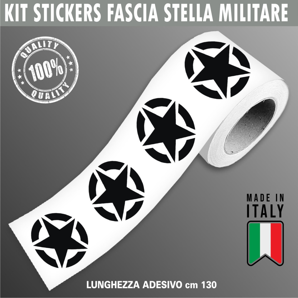 Fascia banda adesiva 4x4 off road STELLA MILITARE ARMY MILITARY USA in 10 misure decalcomania moto casco cod.2274