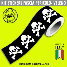 Fascia banda adesiva Teschio pericoloso pericolo veleno skull in 10 misure decal moto casco cod.2277
