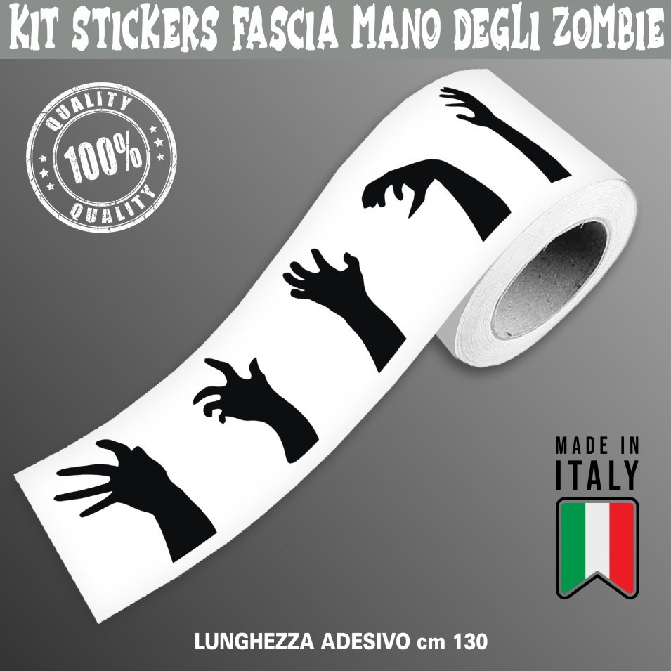 Bike Label 400097A Adesivo 2D Mano Zombie Nera Per Moto, Auto, Casco - 149x195 Mm, Pellicola Autoadesiva Di Alta Qualità, Made In Germany, Uso Esterno