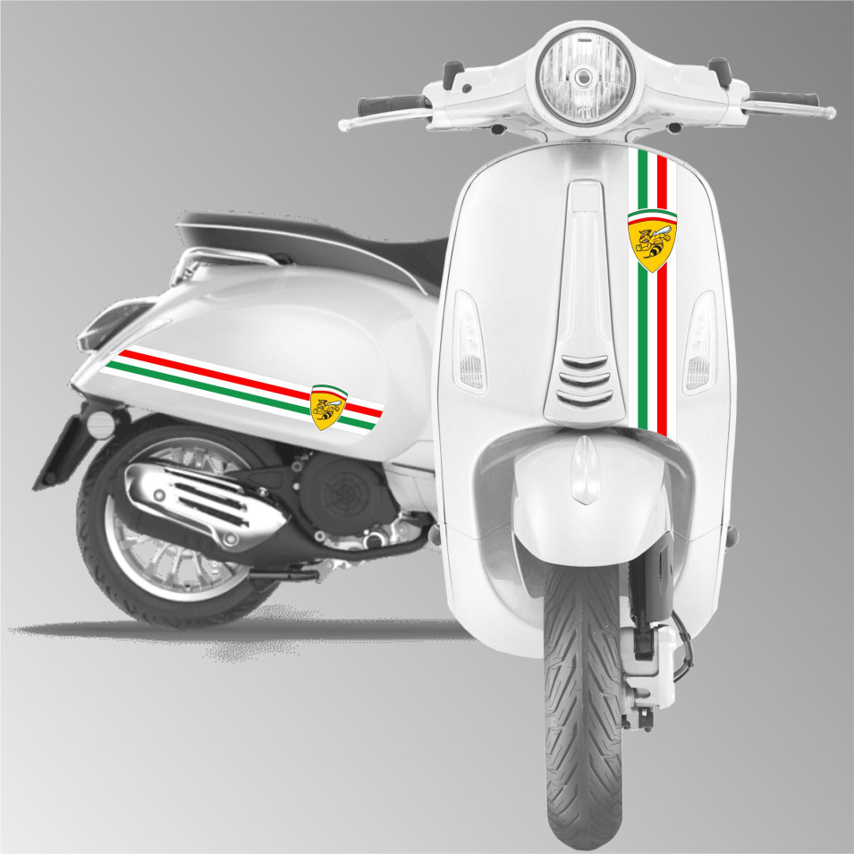 Kit grafica 3 adesivi completi TRICOLORE compatibile con PIAGGIO VESPA GTV GTS P150 primavera sprint cod.2129